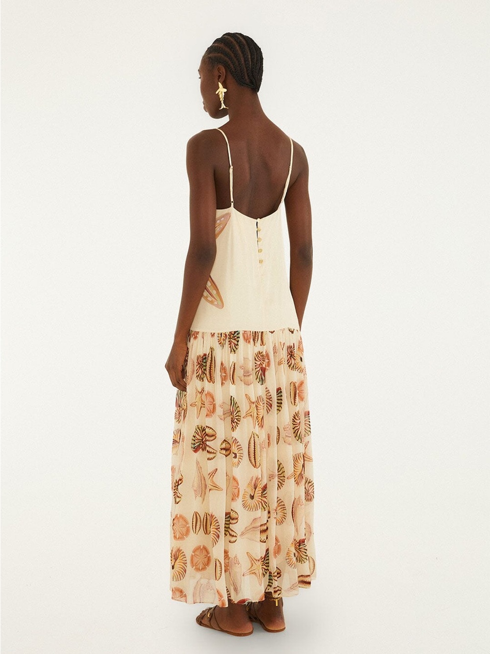 FARM Rio Cream MARINE SHELLS SAND SLEEVELESS MAXI DRESS - Picture 4 of 8